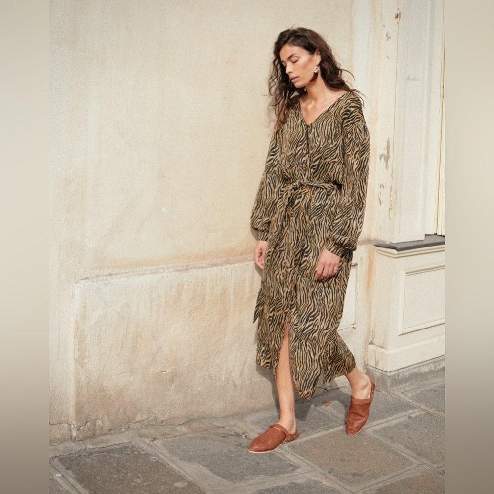 Nanushka Oasis tiger print flowy wrap dress sz M